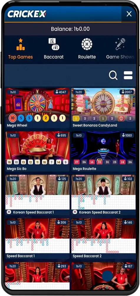 In the Crickex app you will find a variety of casino games, go for the wins.