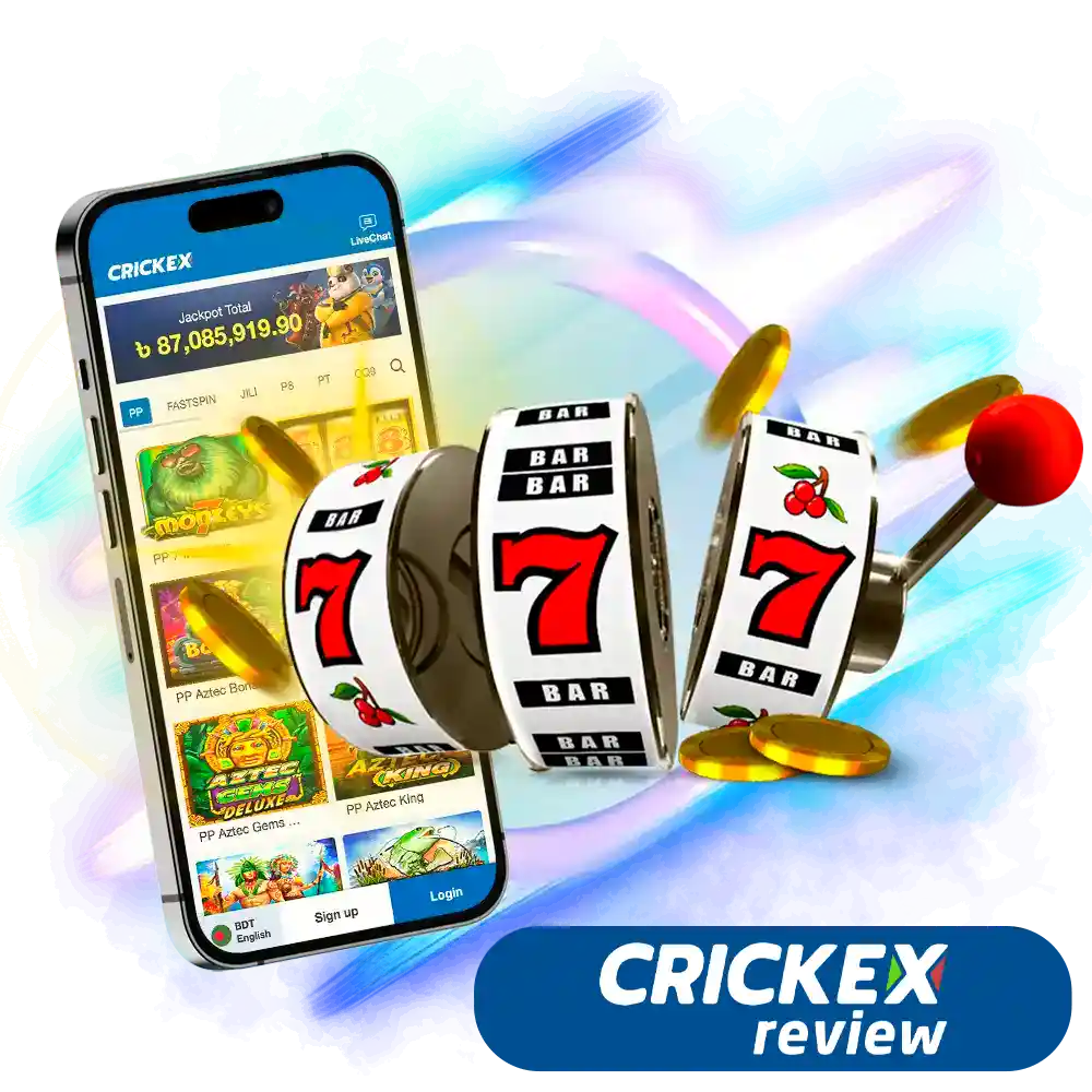 Play virtual slot machines online anywhere you want, from your smartphone or PC on the Crickex platform.