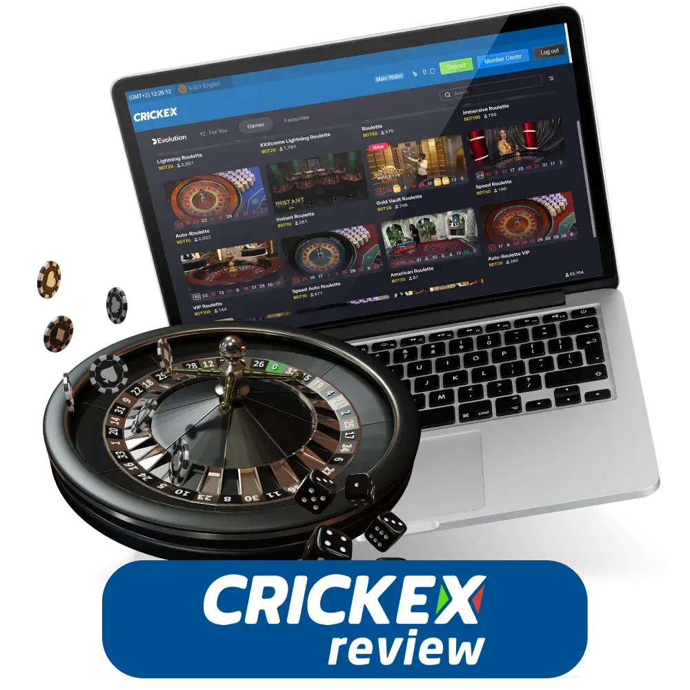 Try different types of games at the Crickex casino.