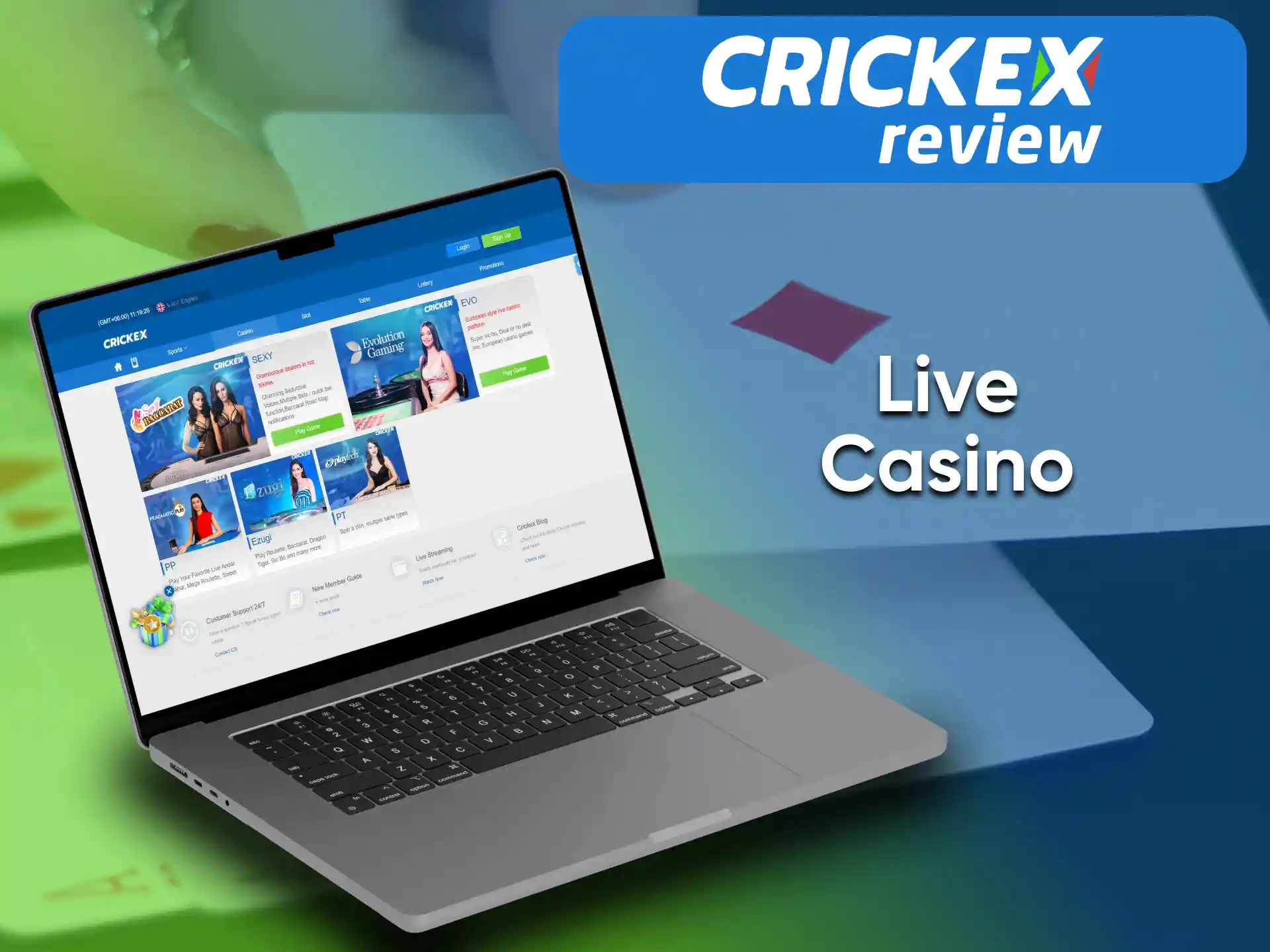 To start playing at Crickex casino, you need to go to the desired section.